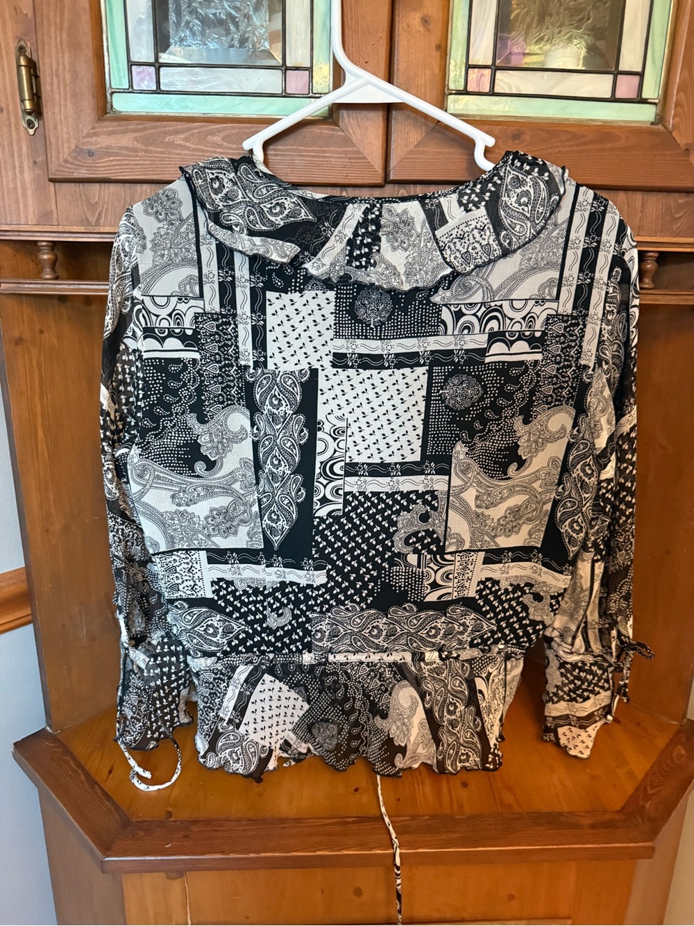 Allison Taylor vintage 100% silk Bohemian Y2K patchwork blouse MP - Picture 9 of 10